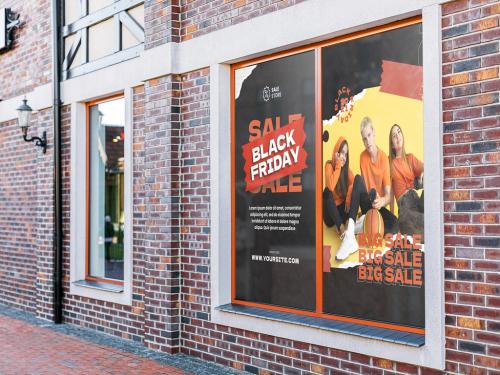 Outlet Brand Store Window Banner Mockup