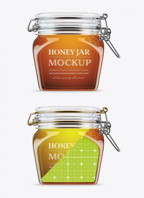Classic Honey Glass Jar Mockup