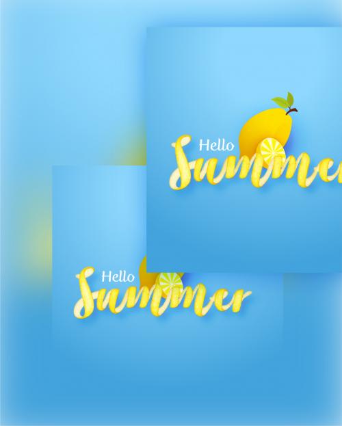Summer Font Written from Lemon Peel on Blue Background