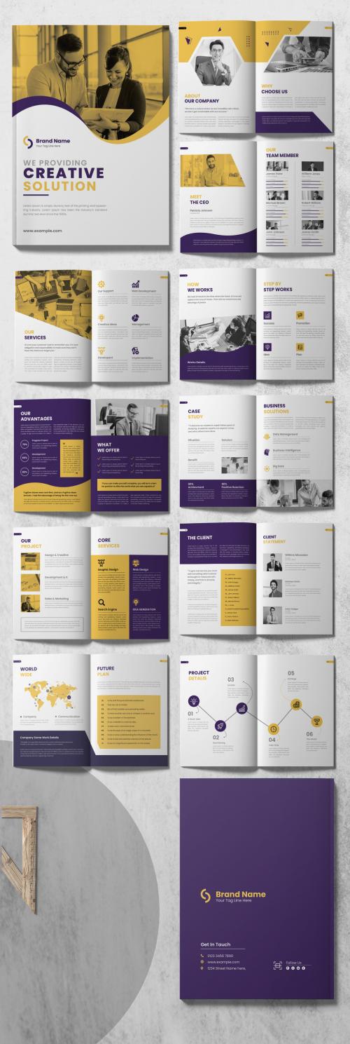 Bifold Brochure Layout with Yellow Accents