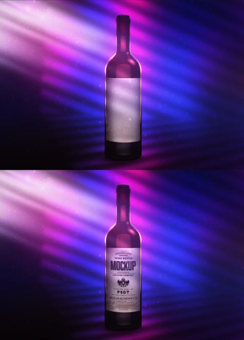 Bottle Mockup in a Neon Light Background