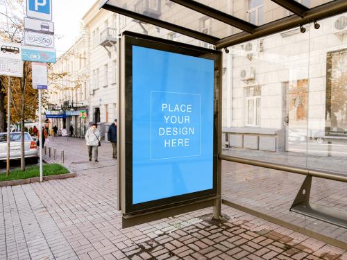 Bus Stop Banner Poster Mockup Layout