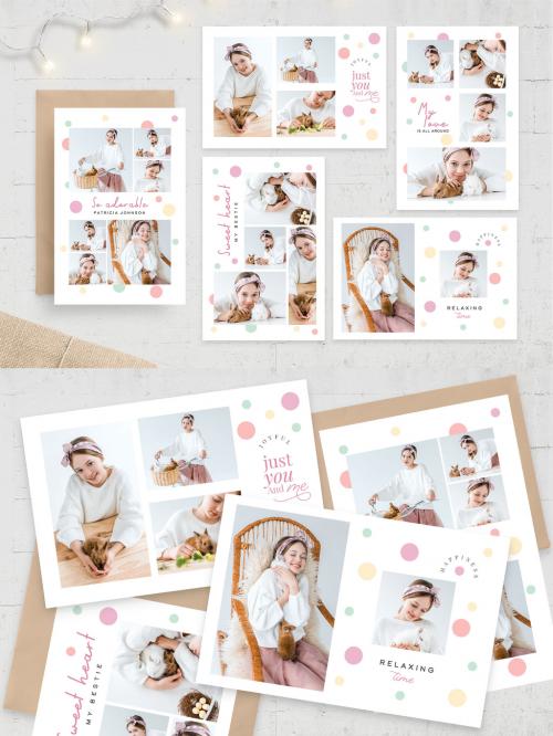 Simple Polka Dot Photo Collage Postcard Layouts