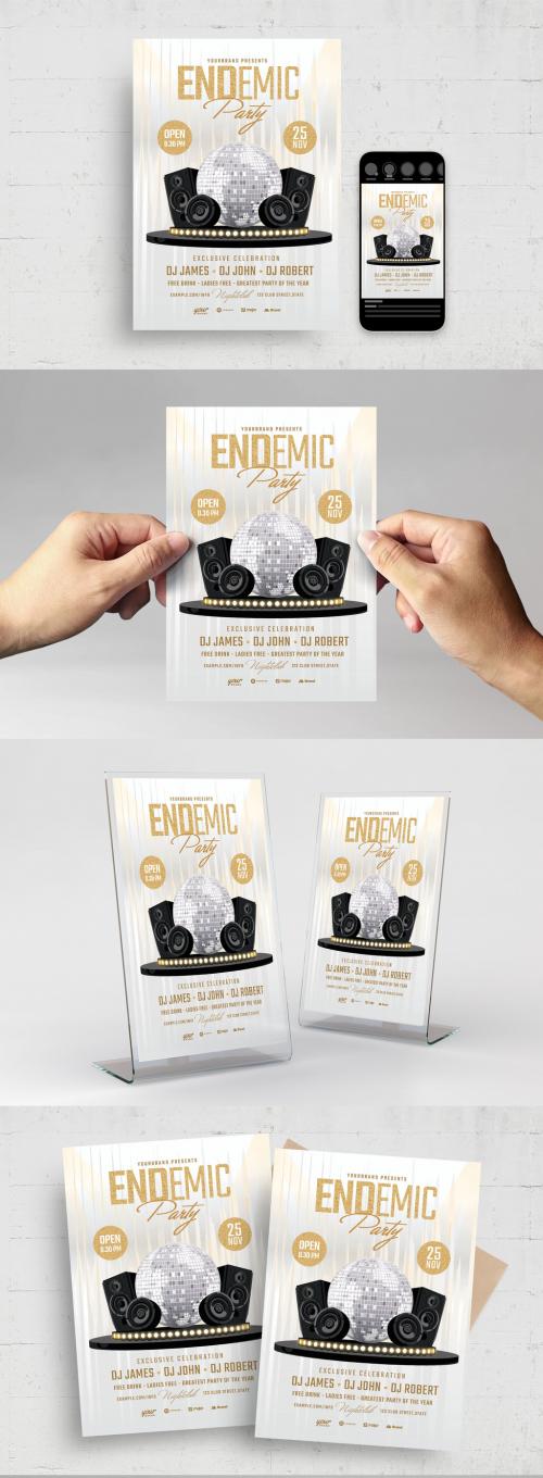 White Gold Club Party Flyers with Endemic Party Theme