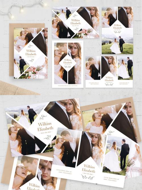 Minimal Wedding Photography Photographer Photo Collage Layout Postcard