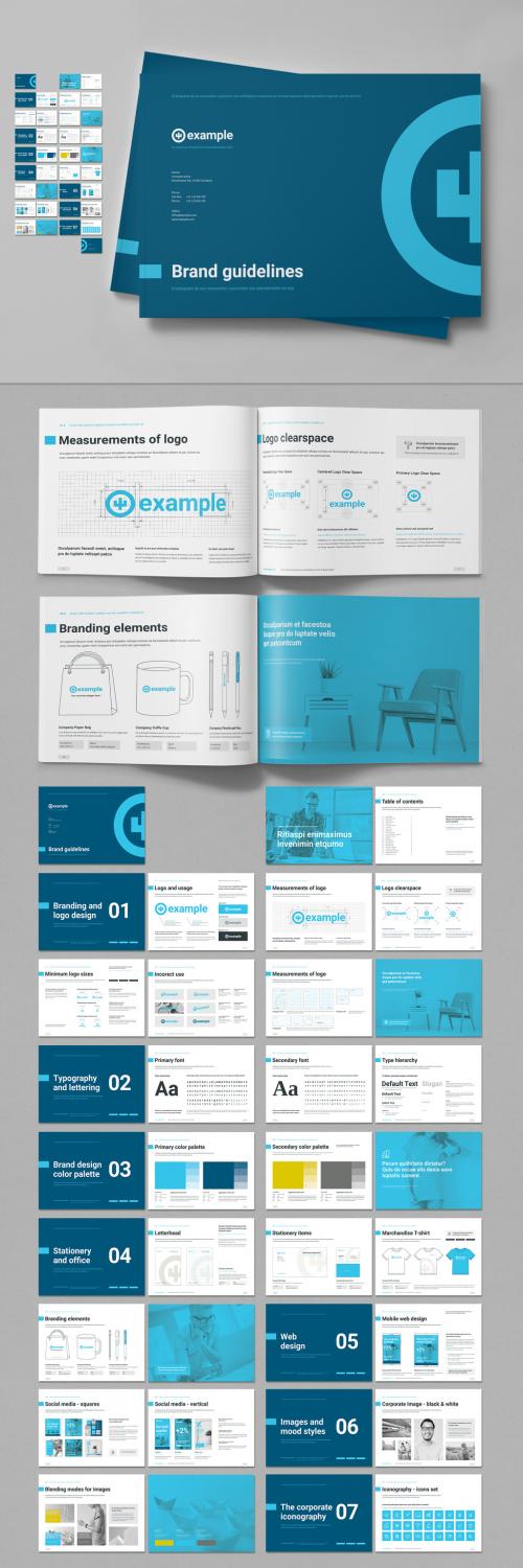 Brand Guidelines Landscape Layout in Blue Colors