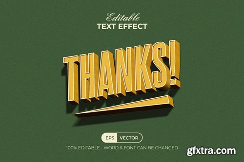 Thanks Yellow Text Effect 3D Vintage Style 9CYSVYZ