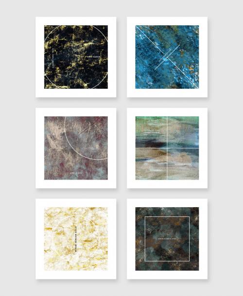 Abstract Square Banners with White Thick Frame