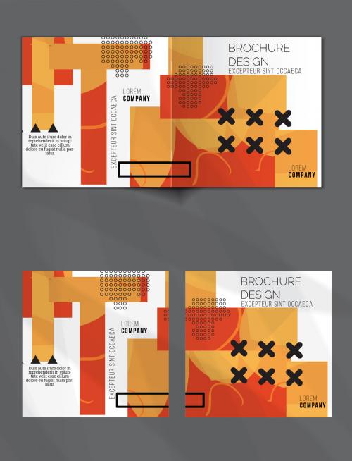 Brochure Cover Layout Set Geometric Shapes and Abstract Bright Rectangles on White