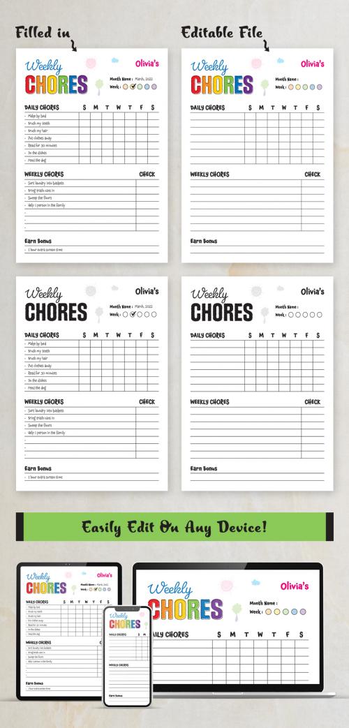 Weekly and Daily Chore Chart for Kids