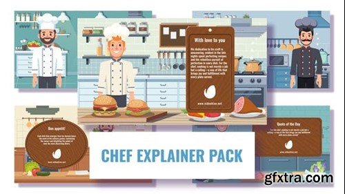 Videohive 5 Concepts Flat Character Cook in Kitchen 51721121