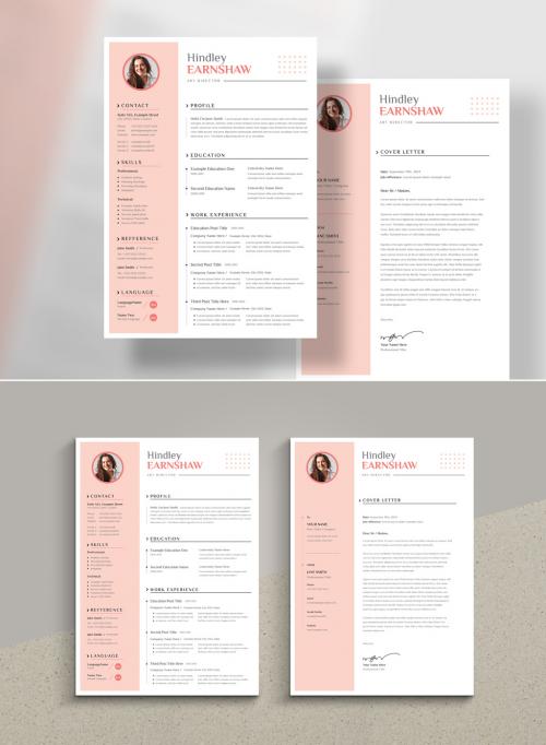 Resume Layout with Pink Accents