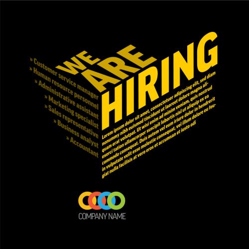 We Are Hiring Flyer Layout Yellow Big Isometric Letters