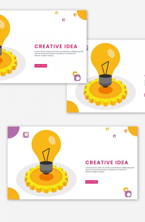 Responsive Landing Page Design with Light Bulb on Cogwheel for Creative Idea Concept