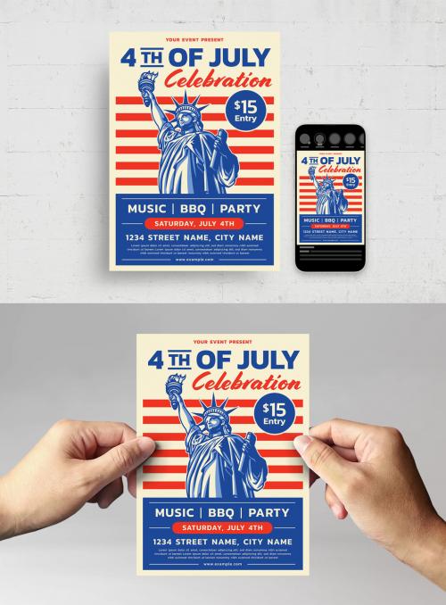4th July Flyer with Statue of Liberty