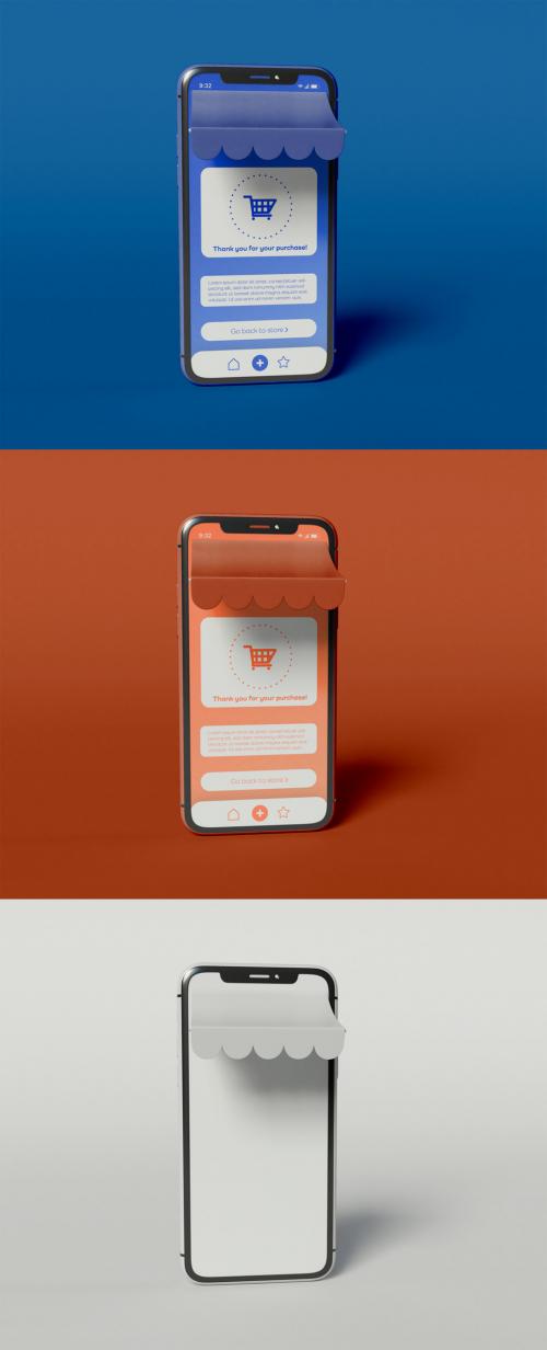 Smartphone with Shopping App Mockup