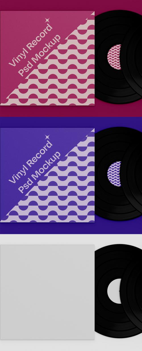 Top View of Two Vinyl Records Mockup