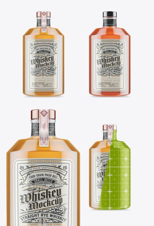 Whiskey Liquor Glass Bottle Mockup