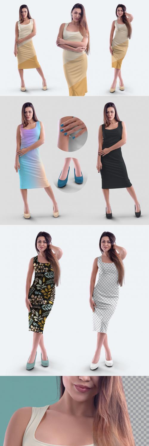 3 Women's Elegant Tight Dress Mockups