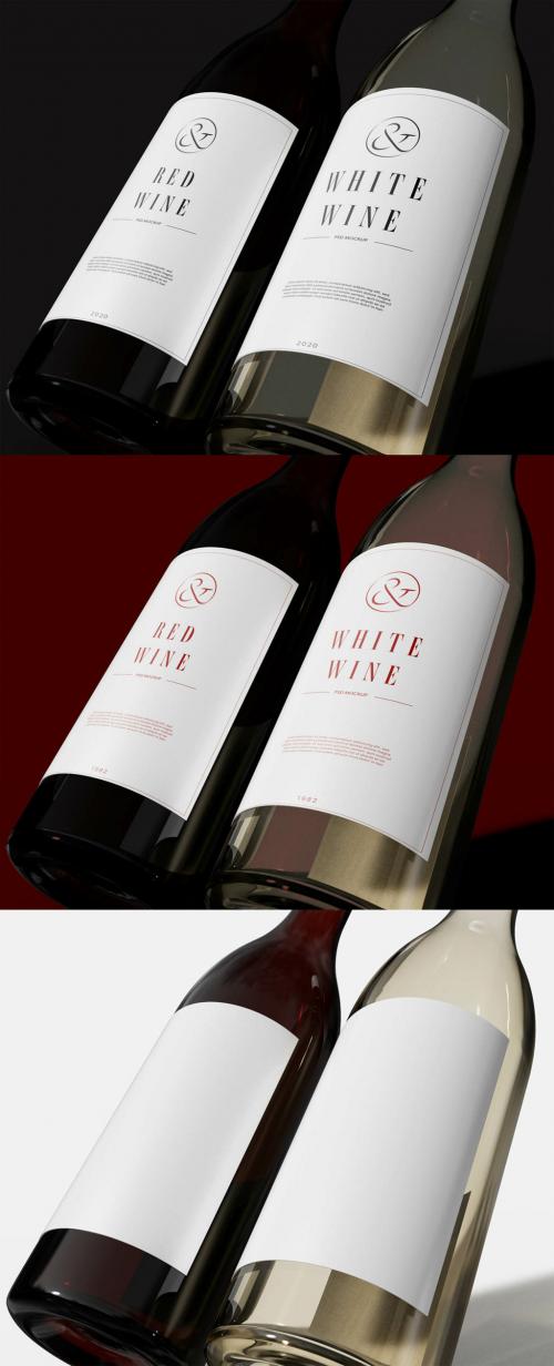 Two Wine Bottles Mockup