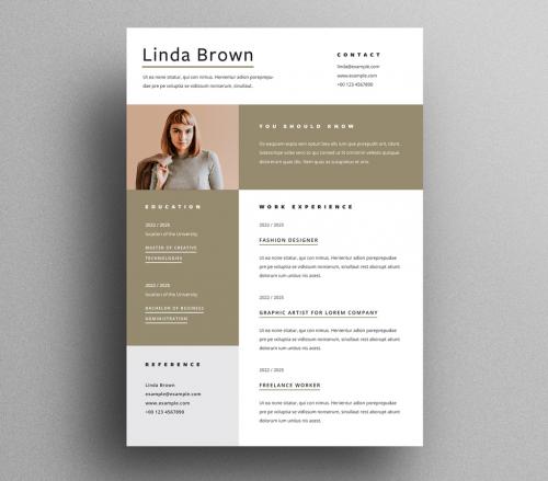Minimalist Resume Layout With Earth Tone Accent