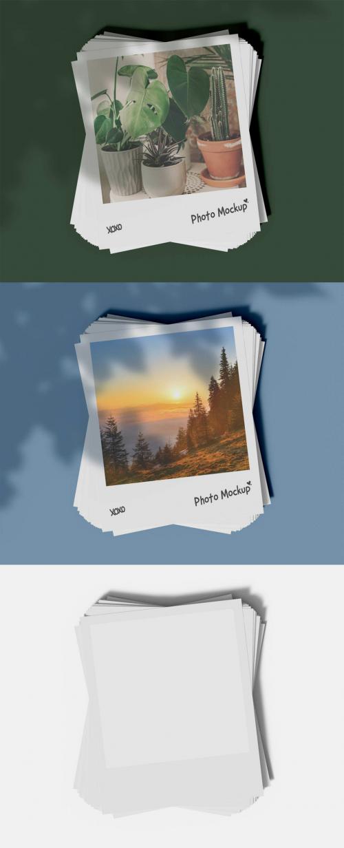Stacked Instant Photos Mockup
