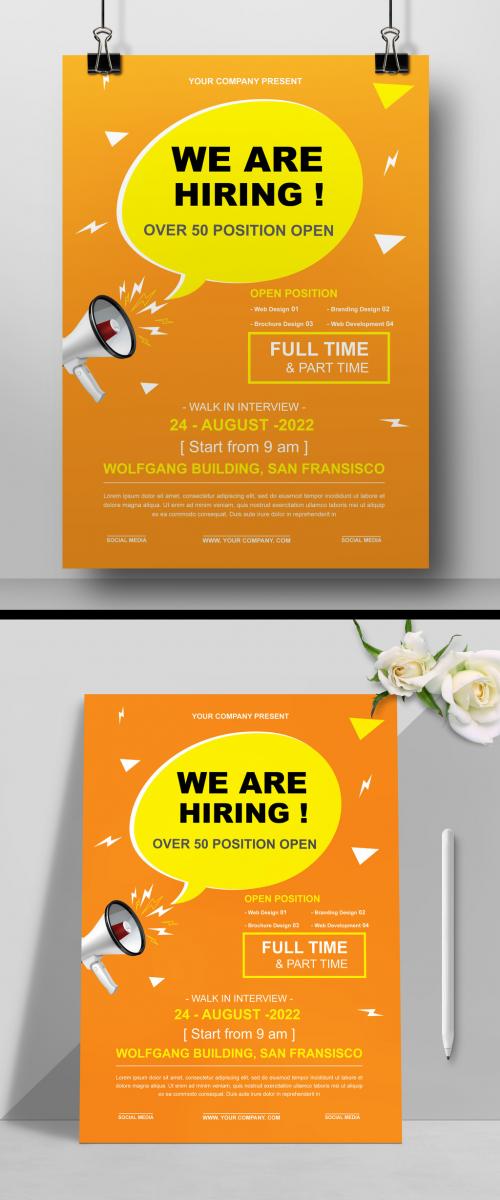Announcement Flyer Layout with Yellow Background