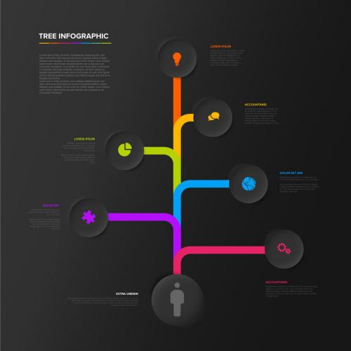 Dark Tree Infographics Template with Various Diversity Options