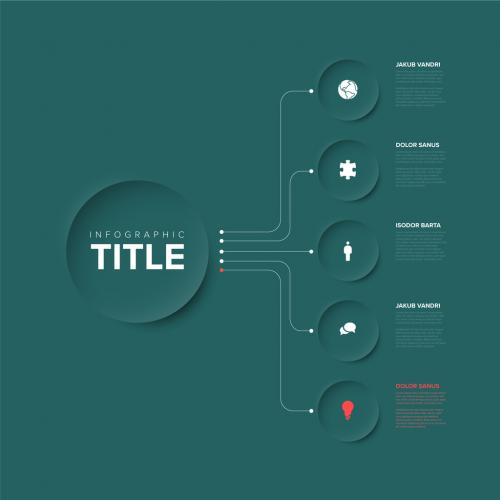 Simple Teal Infographic with Big Center Circle and Six Small Icon Elements