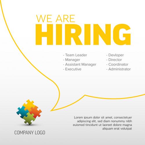Hiring Flyer Layout with Big Bubble and Company Logo Placeholder