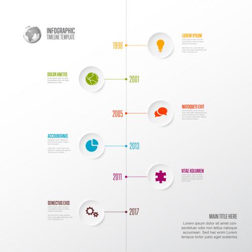 Six Vertical Light Circle Relief Steps Timeline Process Infographic