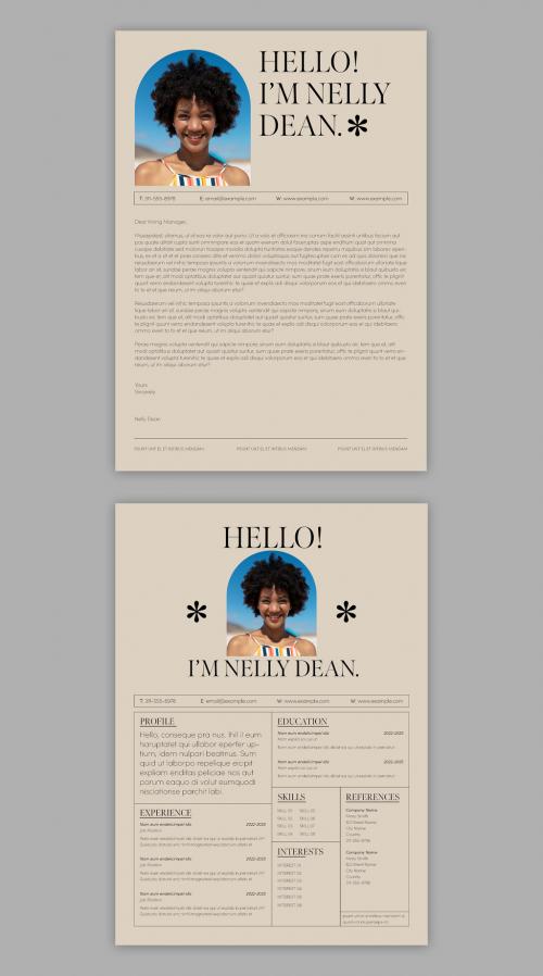 Modern Resume Layout with Tan Accent