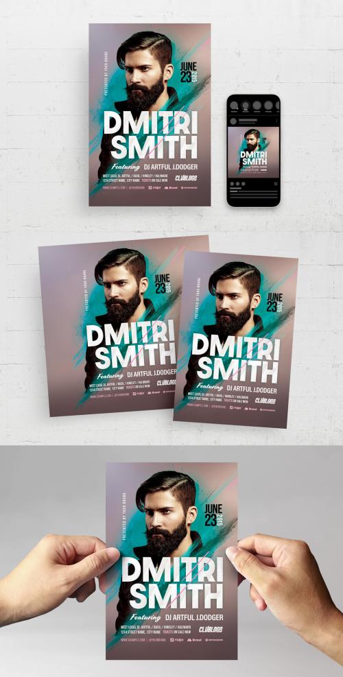 Simple Dj Flyer with Blue Accents
