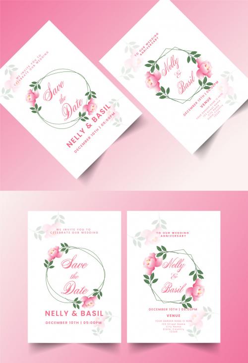 Floral Wedding Card Stationery or Invitation Card Layout