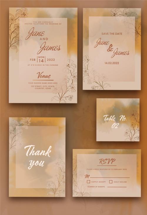 Golden Wedding Card Stationery or Invitation Card Layout