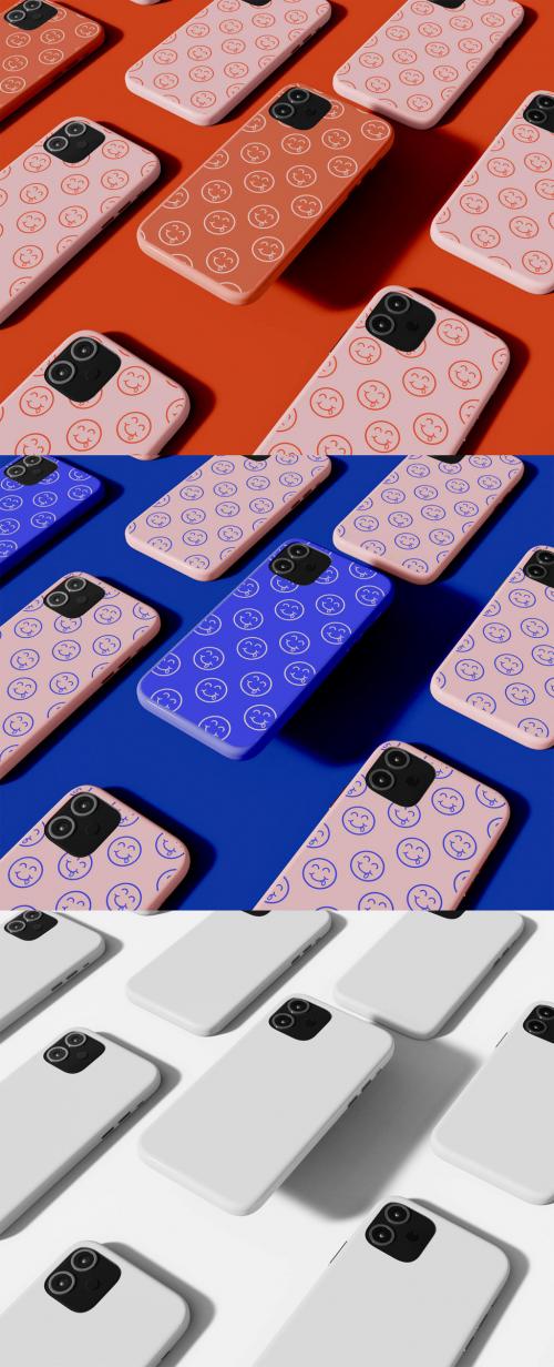 Set of Smartphone Cases Layout Mockup