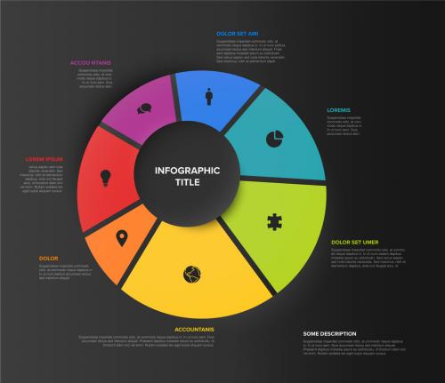 Multipurpose Dark Infographic Layout with Seven Elements