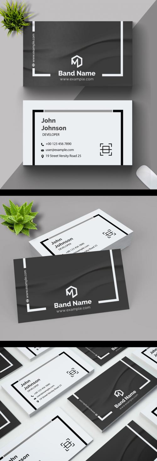 Business Card Layout with Gray Stripes