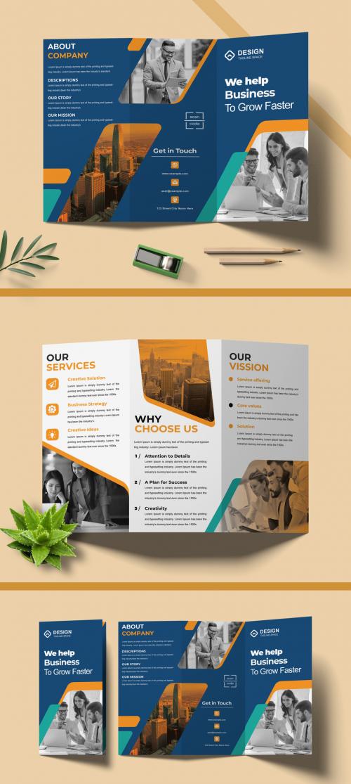 Trifold Brochure with Yellow Accents