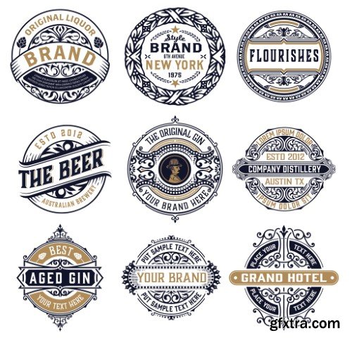 Set of 9 Vintage Logos and Badges V4