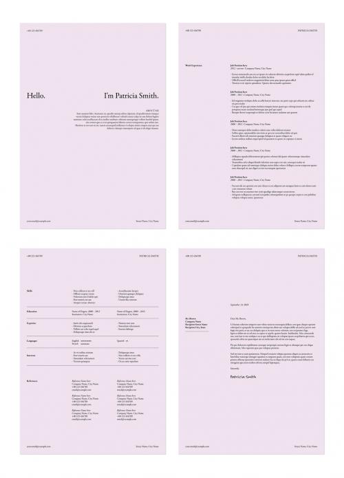 Minimal Resume and Cover Letter Layout in Pale Lilac