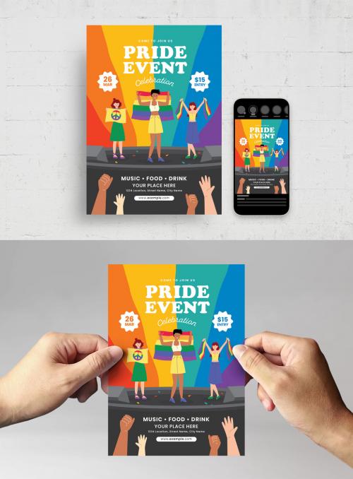 Lgbt Gay Pride Month Event Flyer with Lgbtq Flag Colors
