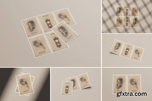 Postage Stamp Mockup Collections 14xPSD
