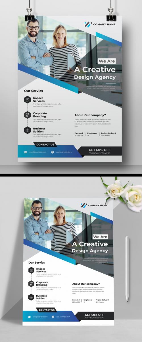 Corporate Flyer Layout with Graphic Elements