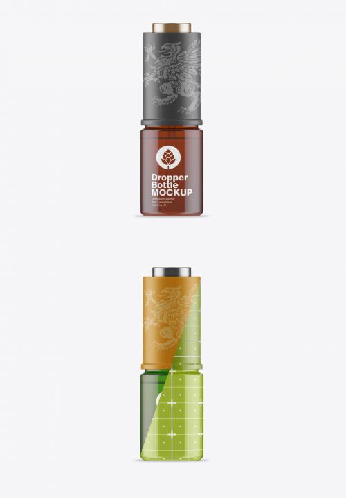 Amber Glass Dropper Bottle Mockup