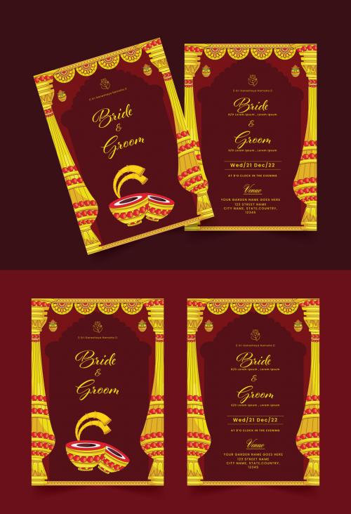 Indian Wedding Card or Invitation Card Template for Hindu Customs