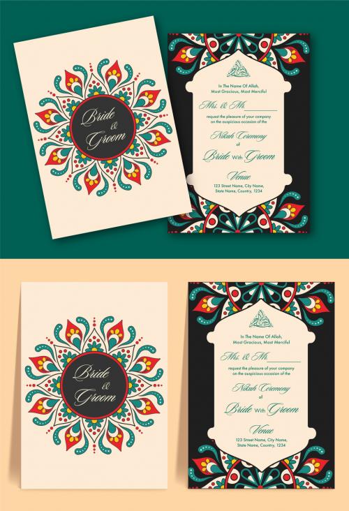 Colorful Muslim Nikah Wedding Invitation Design