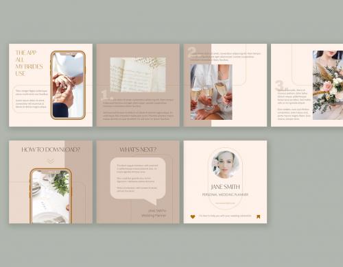 Wedding Expert Carousel Layouts in Soothing Colors with Elegant Golden Details