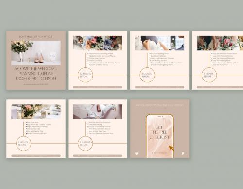 Wedding Planner Carousel Layouts in Soft Colors with Elegant Golden Details