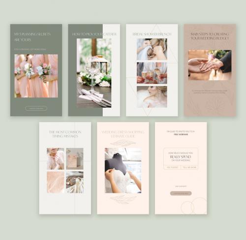 Wedding Industry Expert Story Layouts in Soothing Colors with Elegant Golden Details